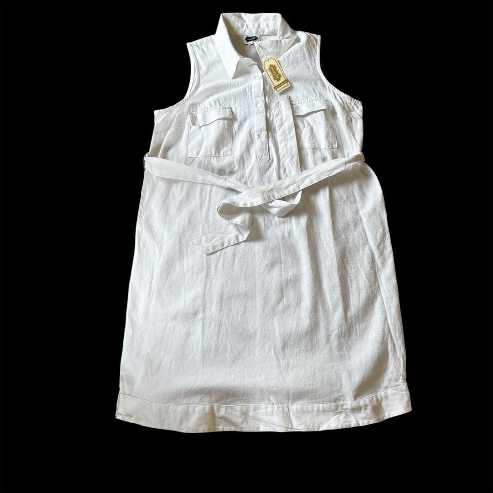 NWT Mud Pie Sleeveless White Cotton Shirt Dress | Size XL - Picture 4 of 9